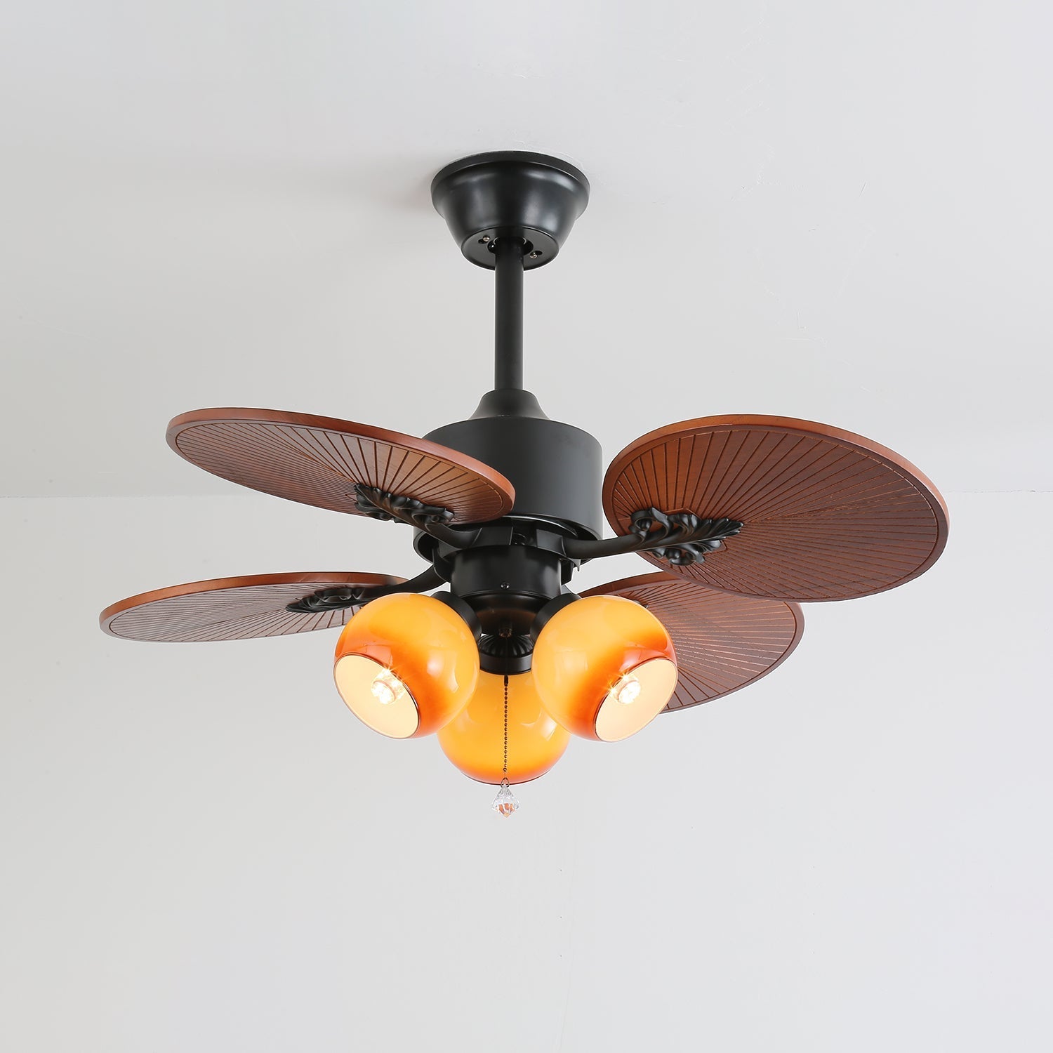Solara Tropical Glass Ceiling Fan Light-Neutral Decor