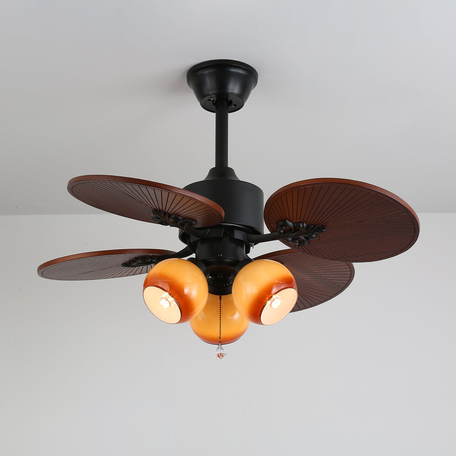 Solara Tropical Glass Ceiling Fan Light-Neutral Decor
