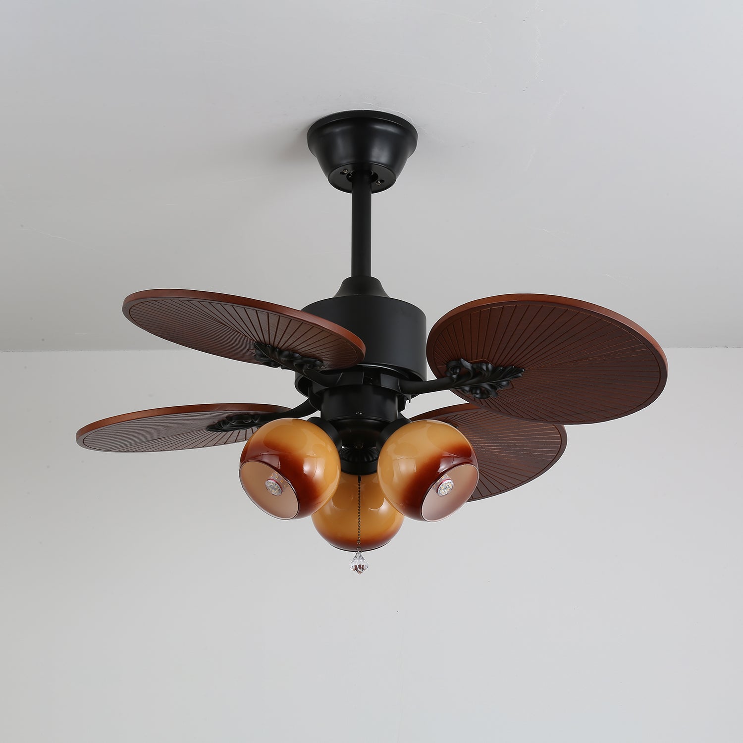 Solara Tropical Glass Ceiling Fan Light-Neutral Decor