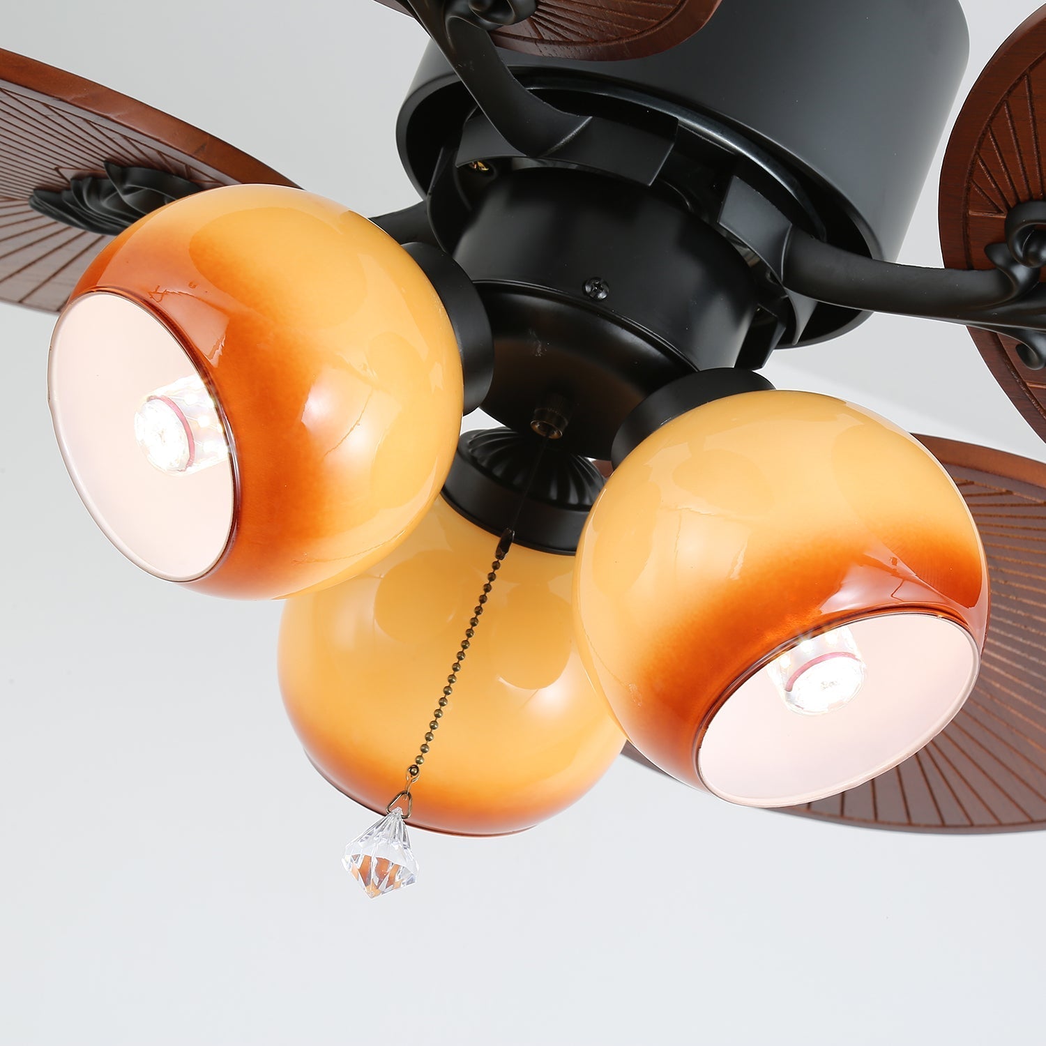 Solara Tropical Glass Ceiling Fan Light-Neutral Decor