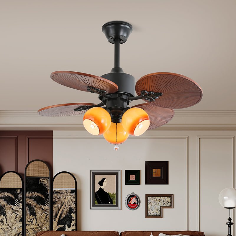 Solara Tropical Glass Ceiling Fan Light-Neutral Decor
