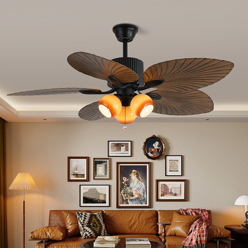 Solara Tropical Glass Ceiling Fan Light-Neutral Decor