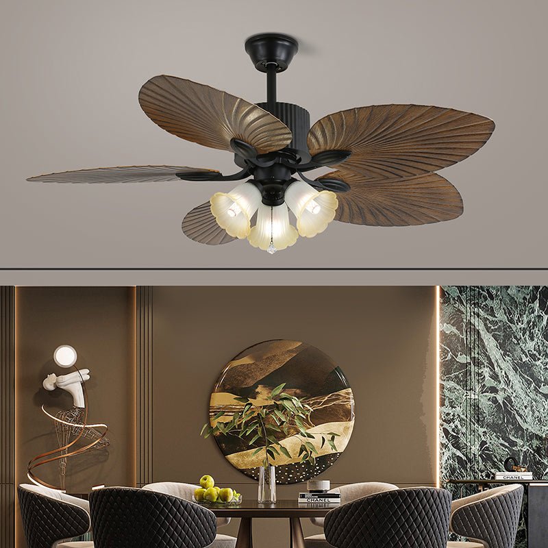 Solara Tropical Glass Ceiling Fan Light-Neutral Decor