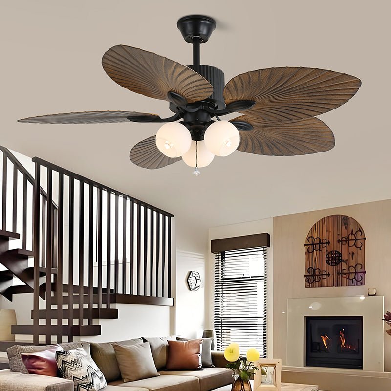 Solara Tropical Glass Ceiling Fan Light-Neutral Decor