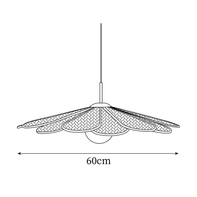 Pendant Lamp Rattan Petal Shade Metal Frame Tropical