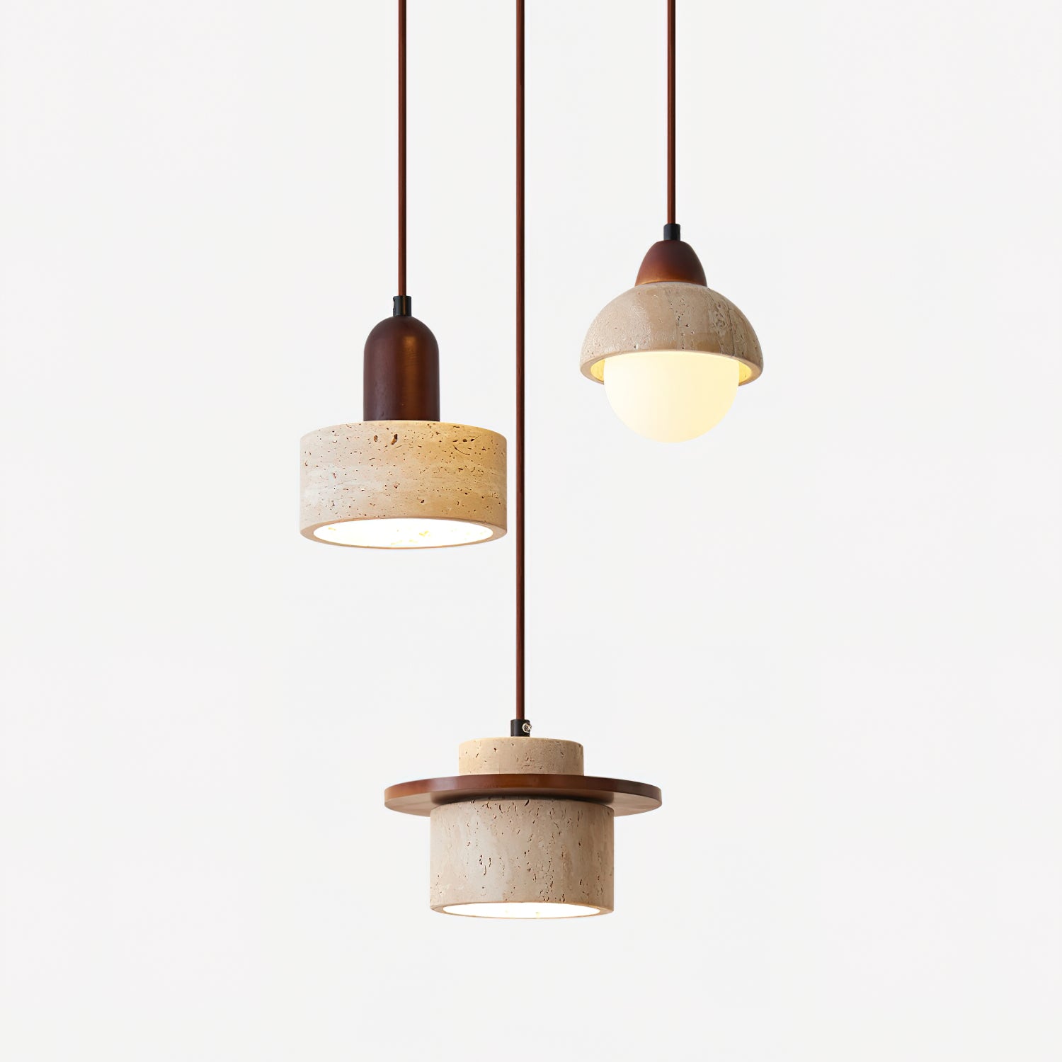 Eluno Pendant Lamp Set Multi-Light Travertine-Neutral Decor