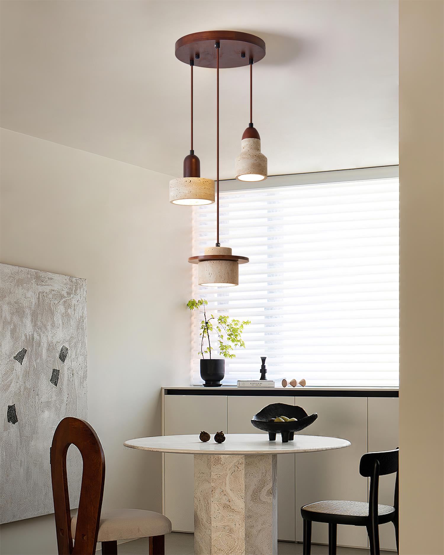 Eluno Pendant Lamp Set Multi-Light Travertine-Neutral Decor