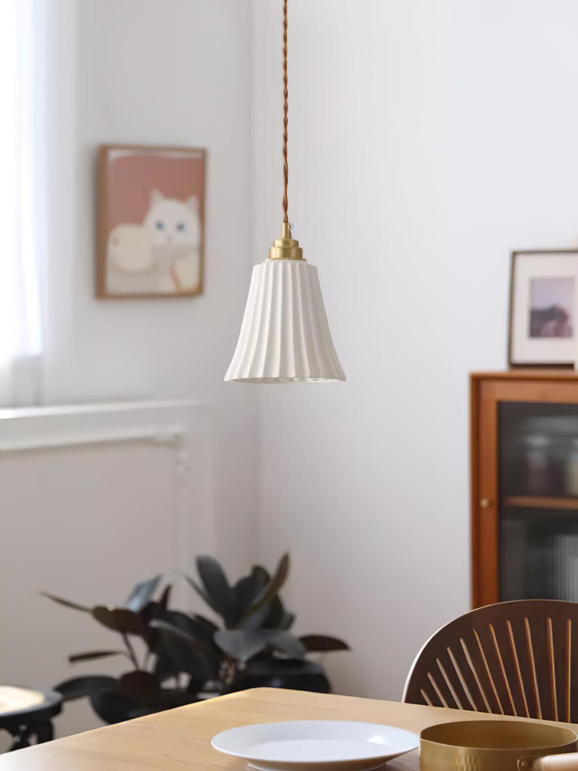 Rildes Premium Nordic Art Trumpet Ceramic Pendant Light-Neutral Decor