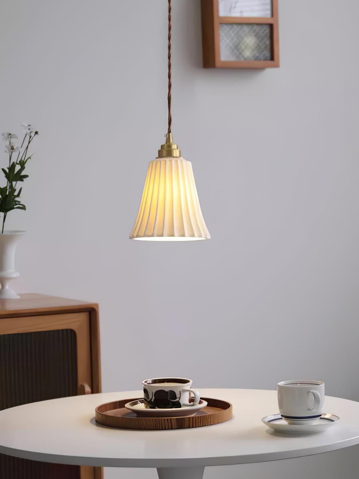 Rildes Premium Nordic Art Trumpet Ceramic Pendant Light-Neutral Decor