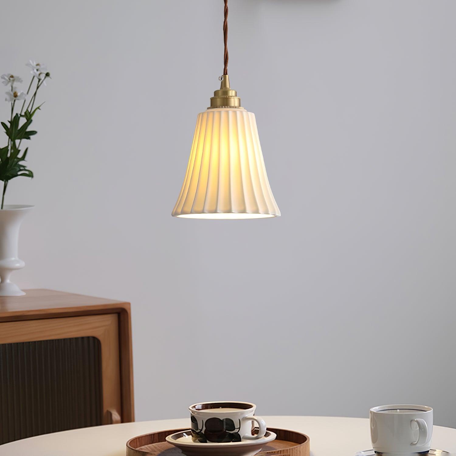 Rildes Premium Nordic Art Trumpet Ceramic Pendant Light-Neutral Decor