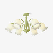 Ibis Trumpet Chandelier Floral Pastel Glass Petals-Neutral Decor