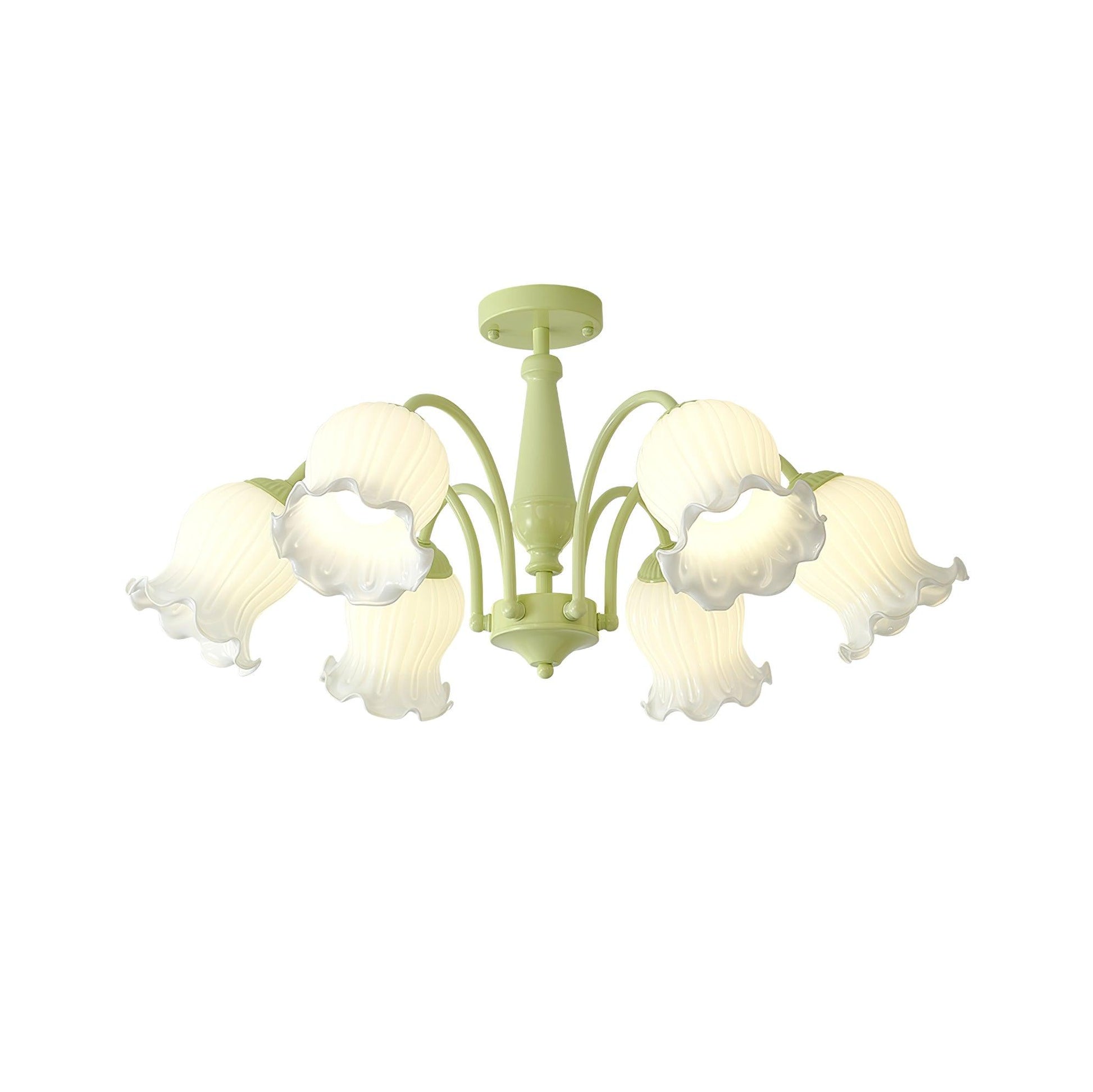 Ibis Trumpet Chandelier Floral Pastel Glass Petals-Neutral Decor