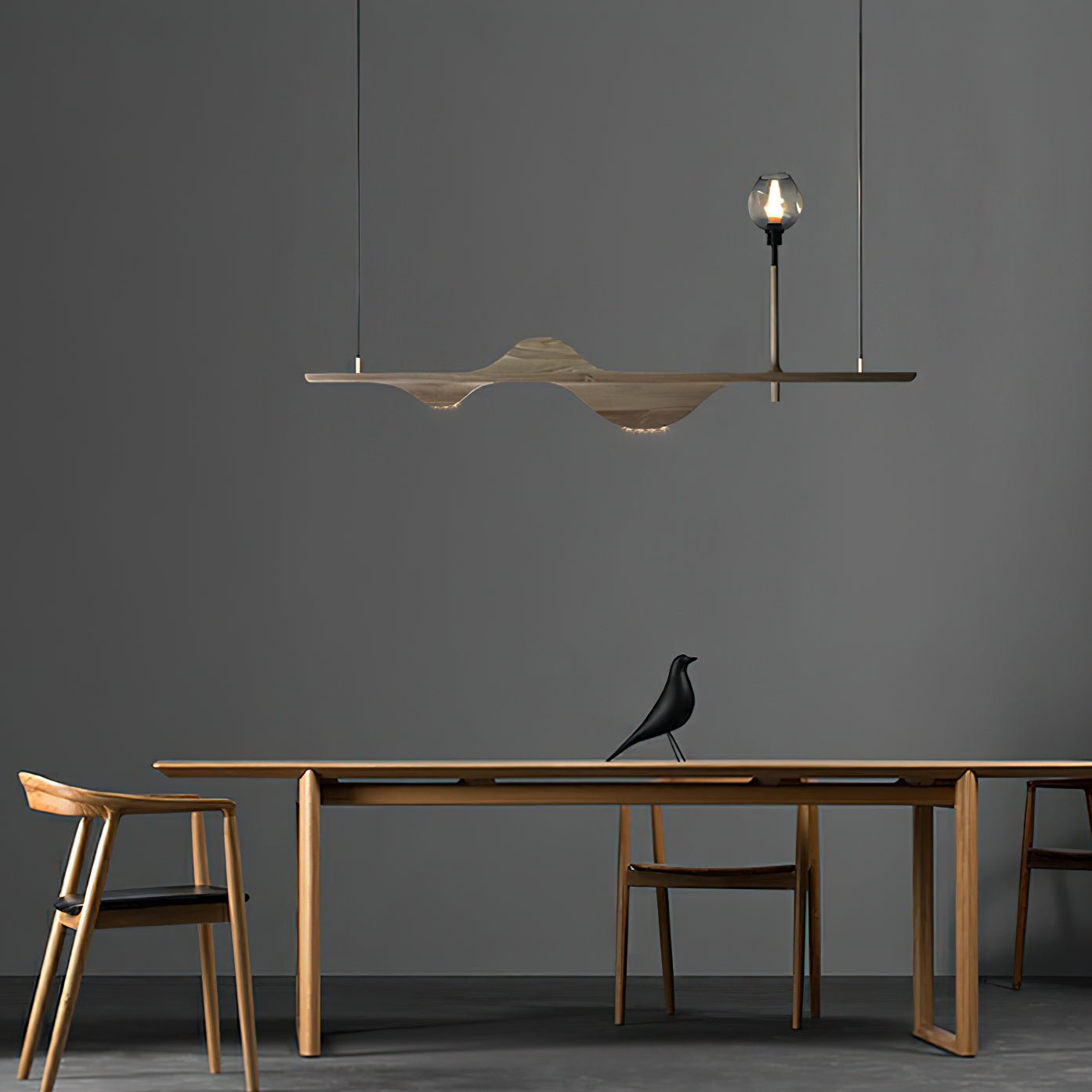 Cushais Wave Wood Pendant Light-Neutral Decor