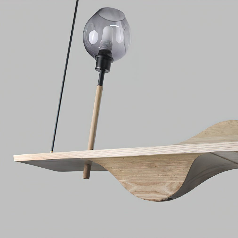 Cushais Wave Wood Pendant Light-Neutral Decor