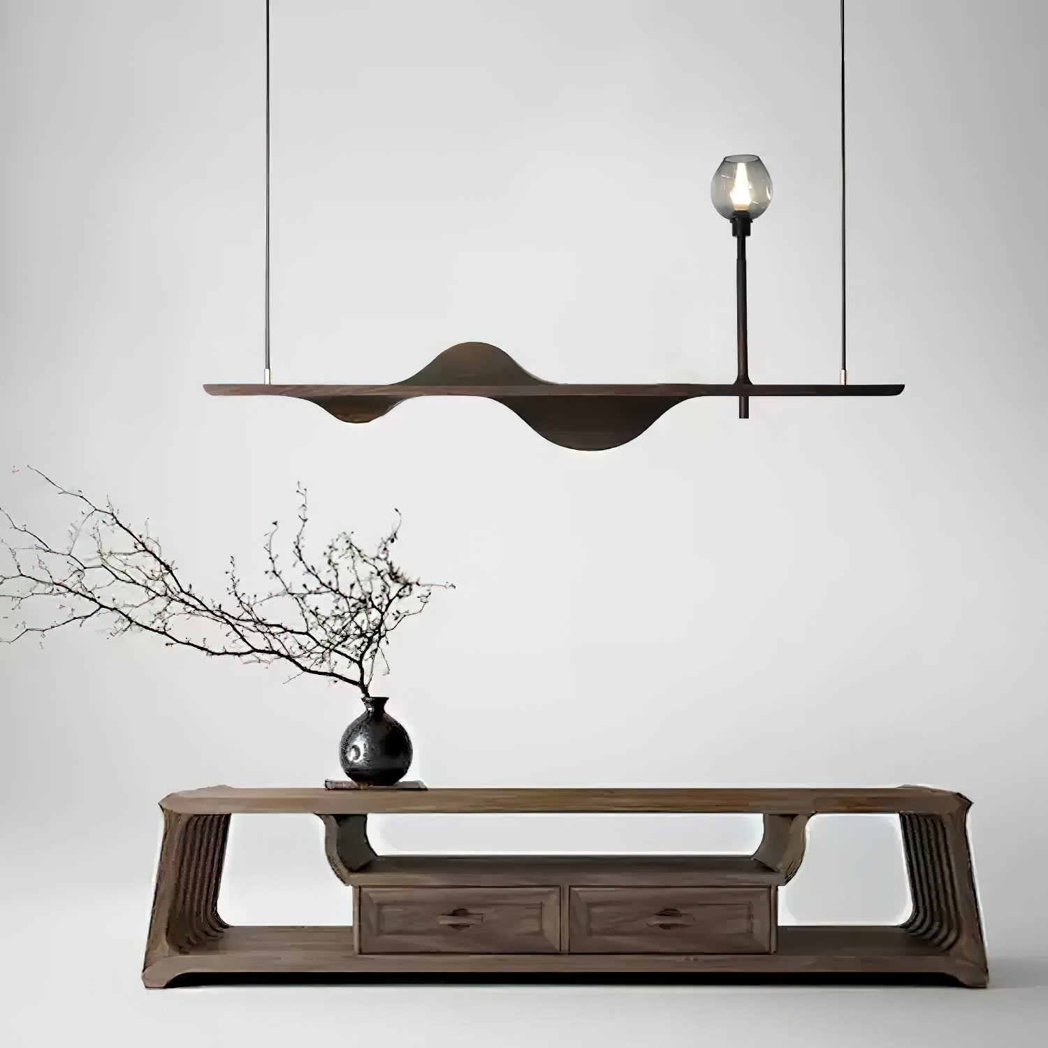Cushais Wave Wood Pendant Light-Neutral Decor