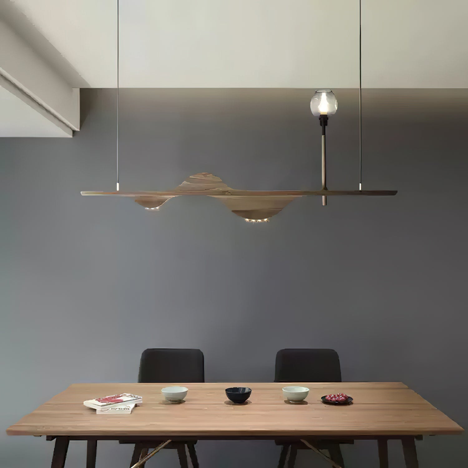 Cushais Wave Wood Pendant Light-Neutral Decor