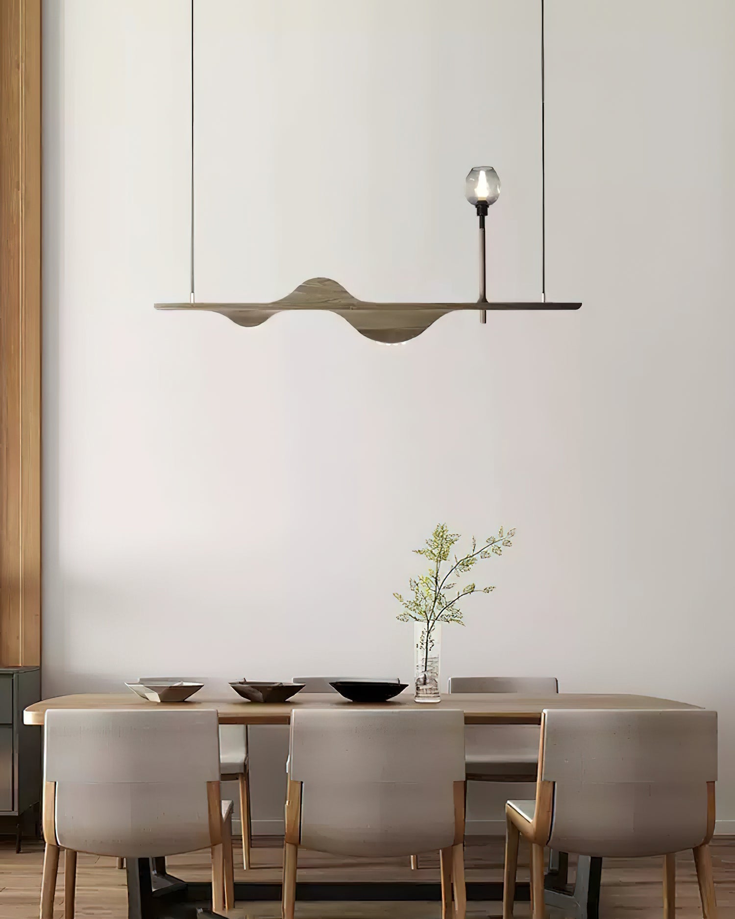 Cushais Wave Wood Pendant Light-Neutral Decor