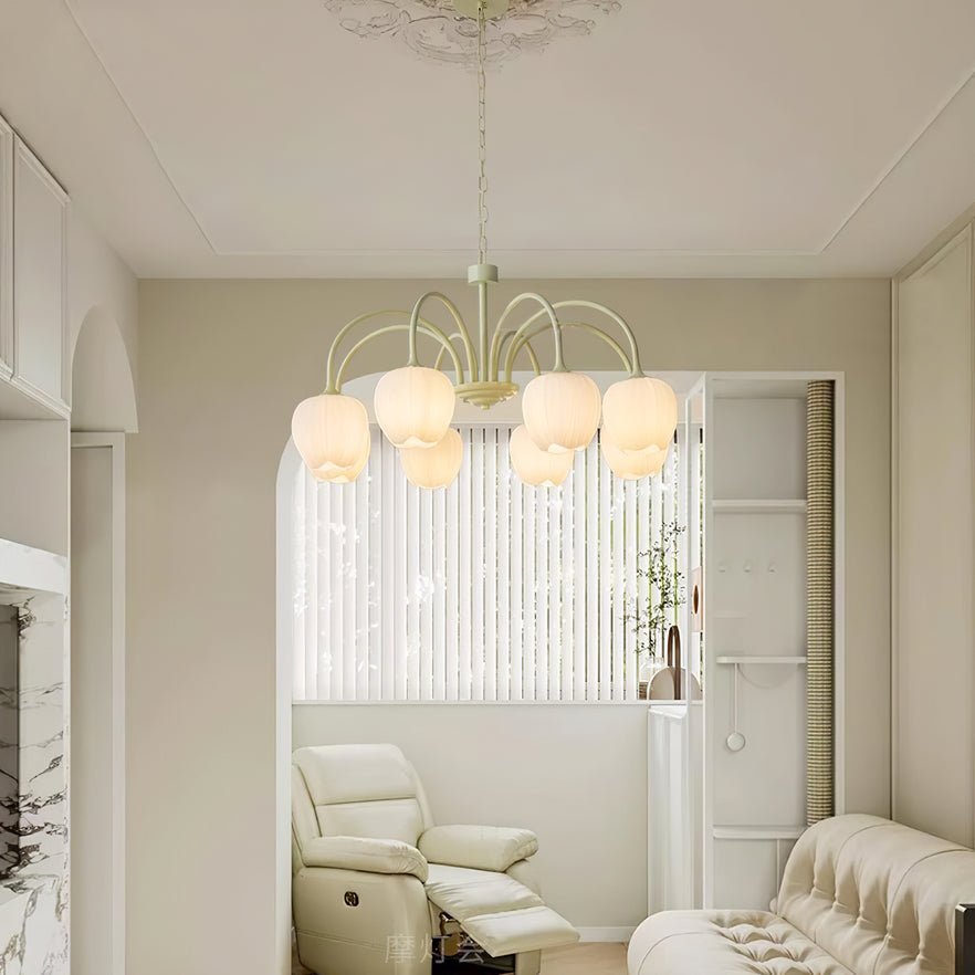 Lustra Chandelier Tulip Matcha Glass-Neutral Decor