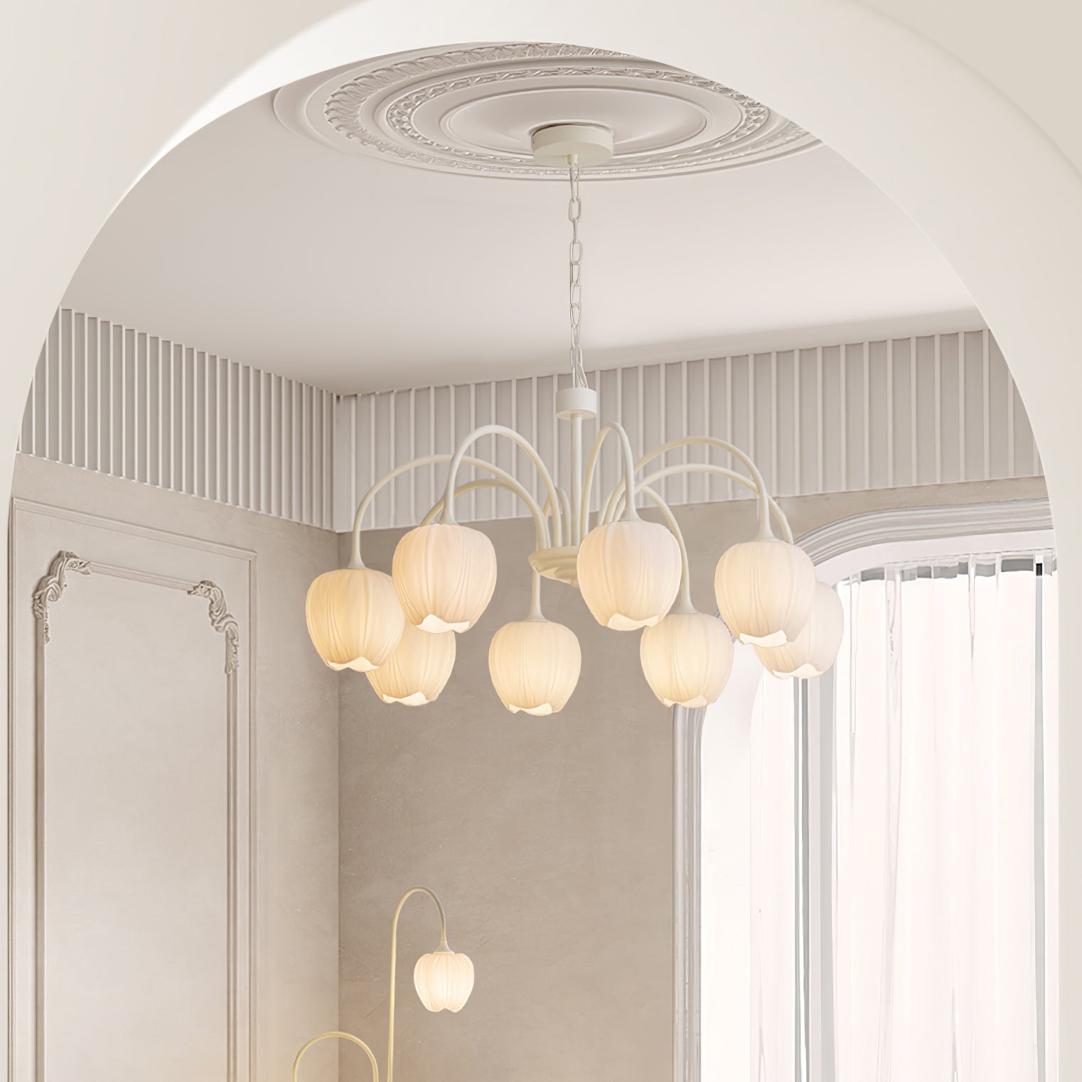 Lustra Chandelier Tulip Matcha Glass-Neutral Decor