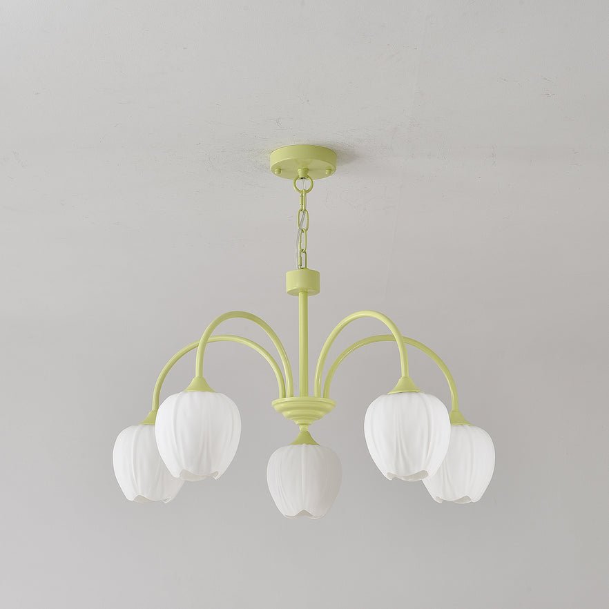 Lustra Chandelier Tulip Matcha Glass-Neutral Decor