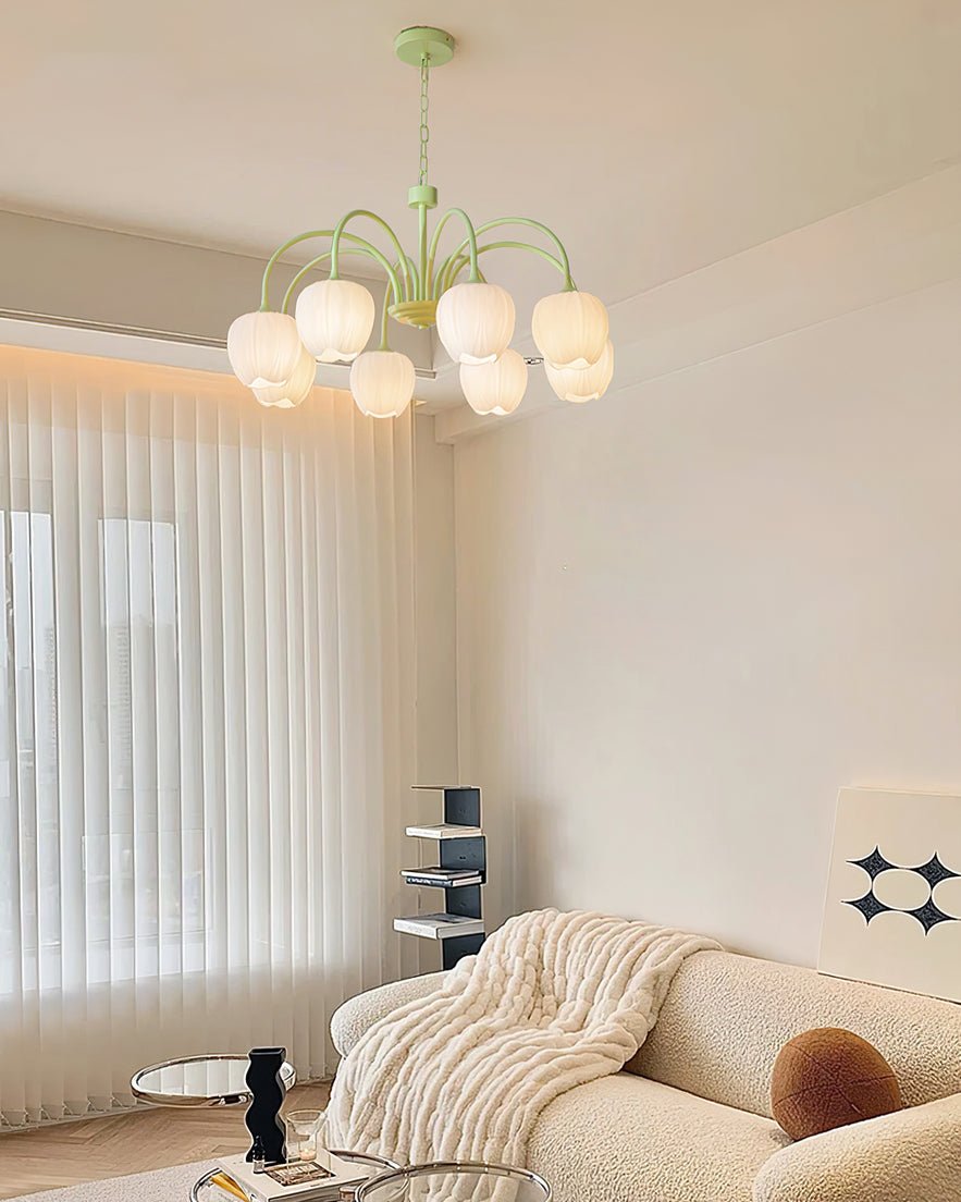 Lustra Chandelier Tulip Matcha Glass-Neutral Decor