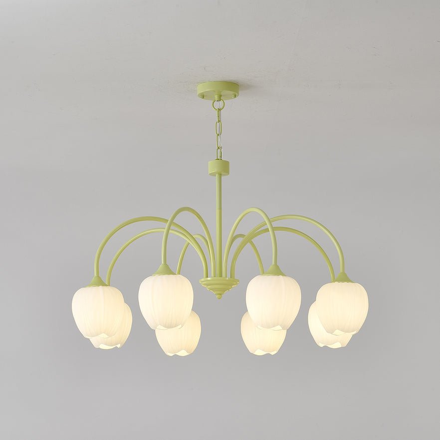 Lustra Chandelier Tulip Matcha Glass-Neutral Decor