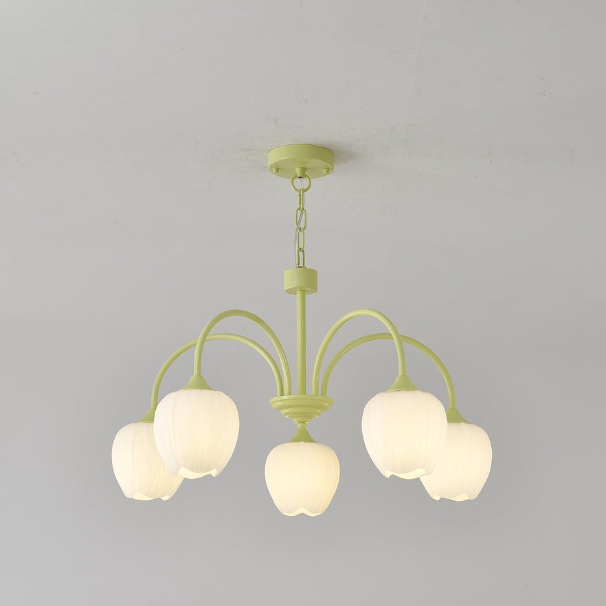 Lustra Chandelier Tulip Matcha Glass-Neutral Decor