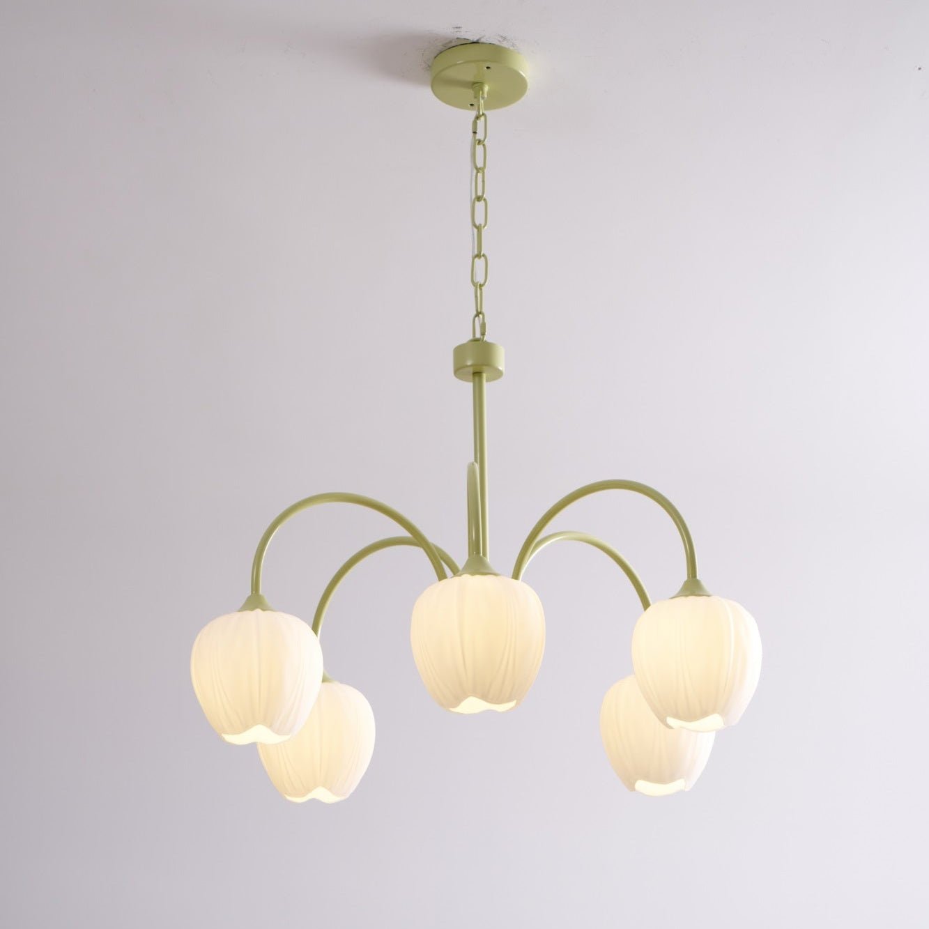 Lustra Chandelier Tulip Matcha Glass-Neutral Decor