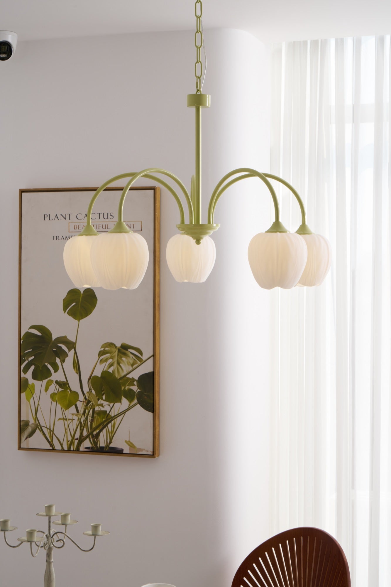 Lustra Chandelier Tulip Matcha Glass-Neutral Decor