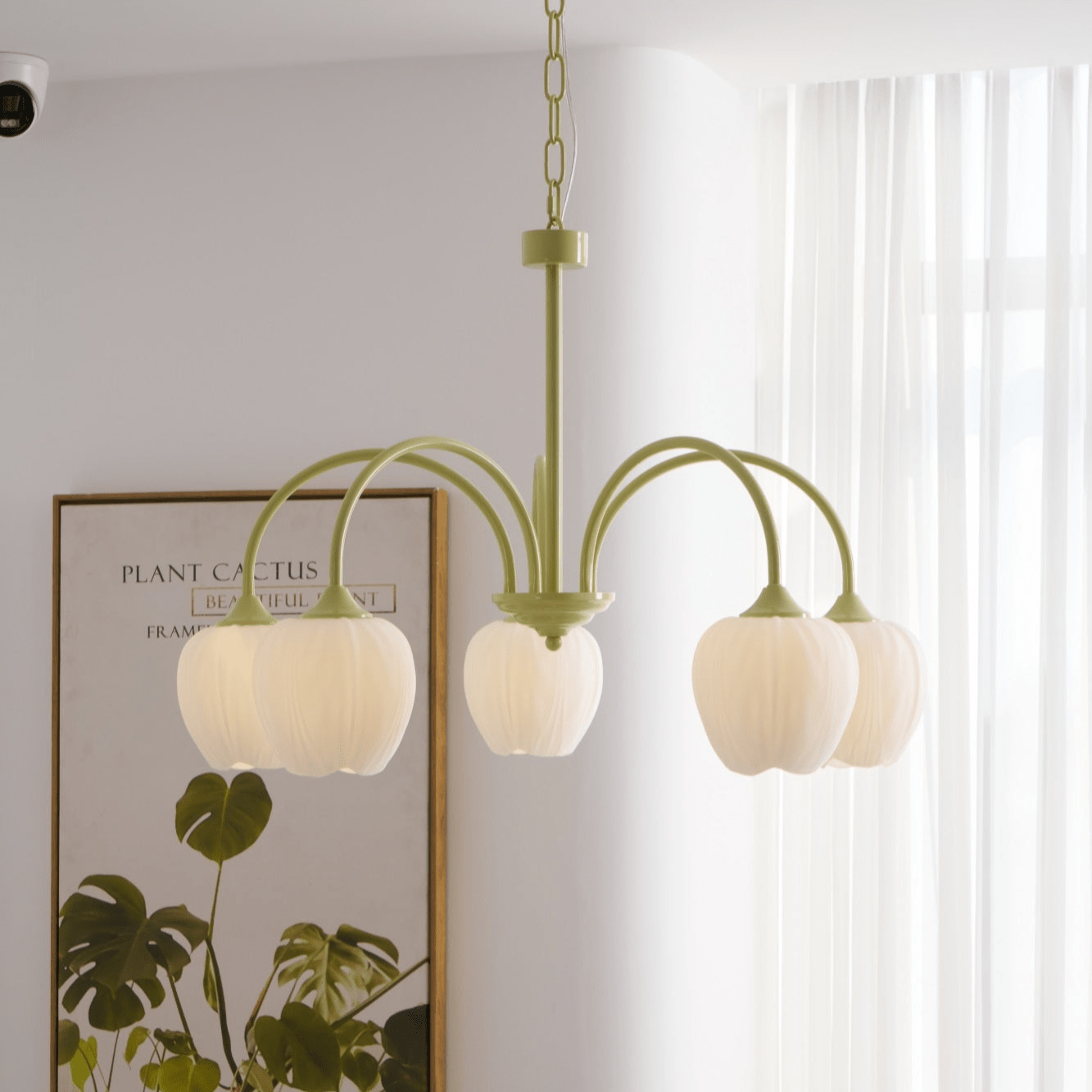 Lustra Chandelier Tulip Matcha Glass-Neutral Decor