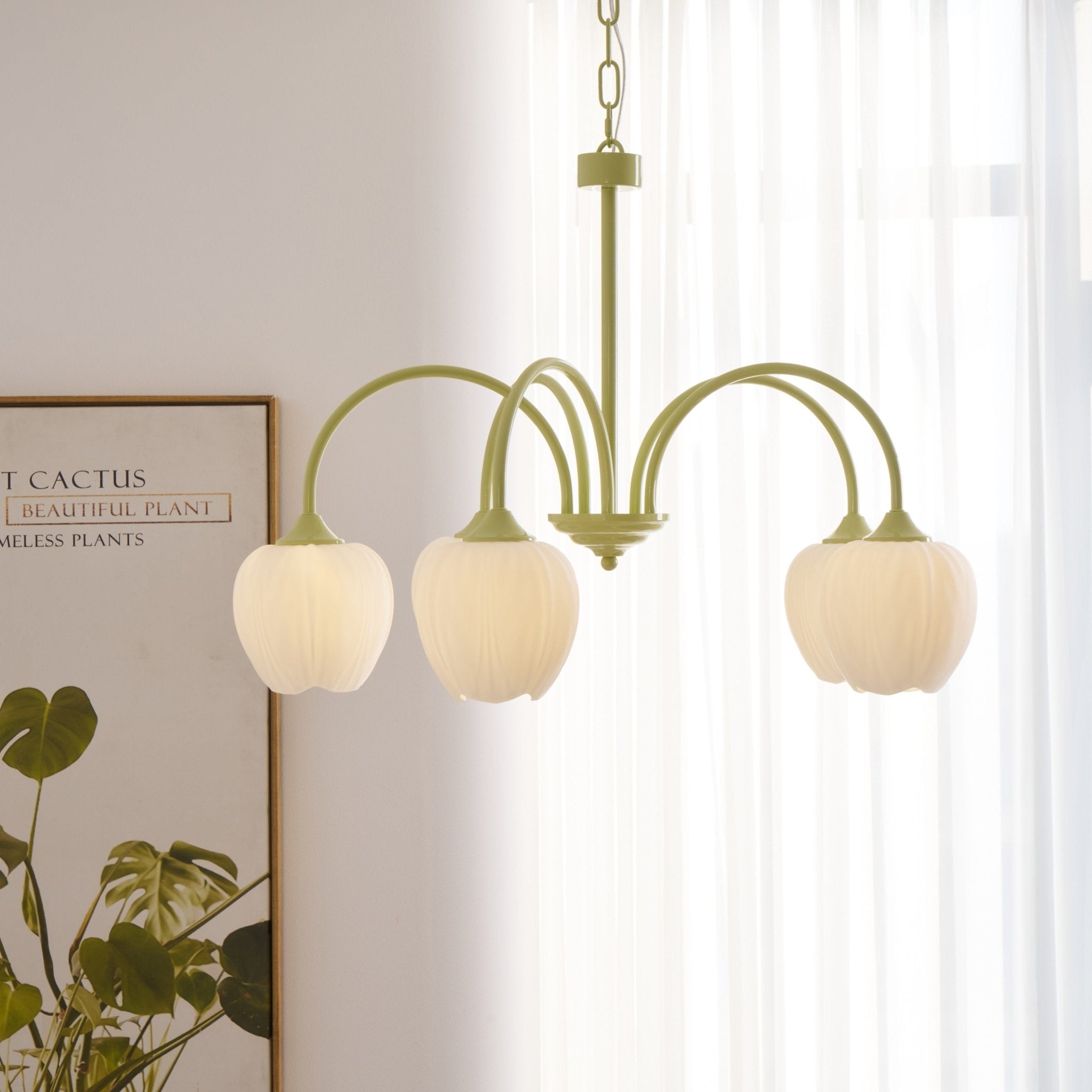 Lustra Chandelier Tulip Matcha Glass-Neutral Decor