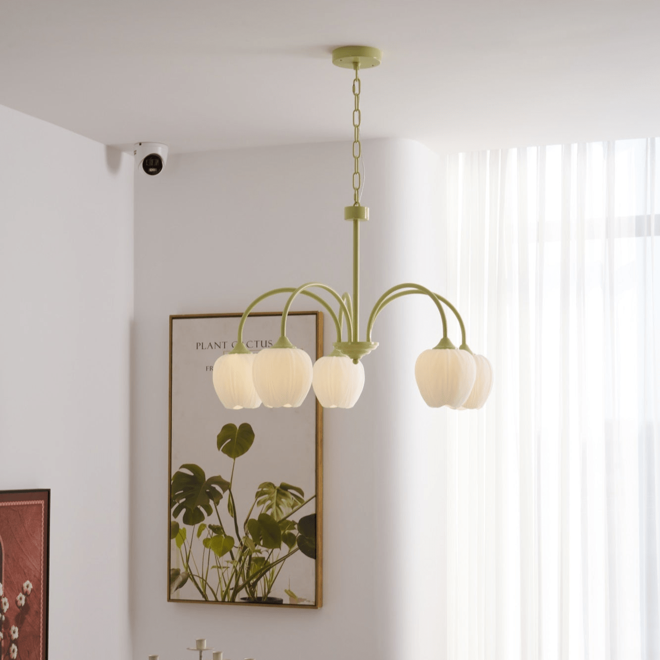 Lustra Chandelier Tulip Matcha Glass-Neutral Decor