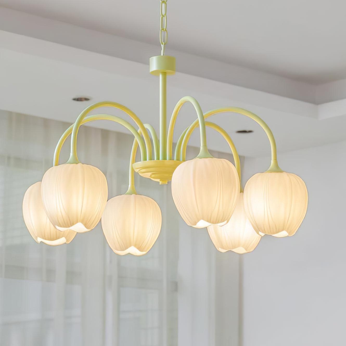 Lustra Chandelier Tulip Matcha Glass-Neutral Decor