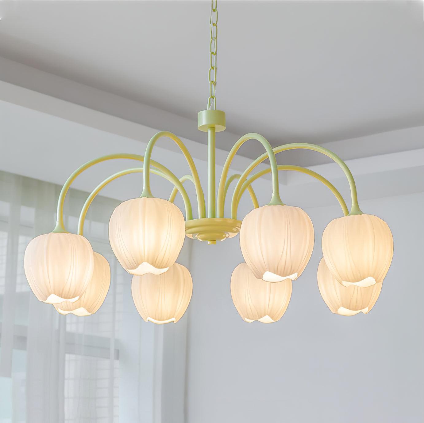 Lustra Chandelier Tulip Matcha Glass-Neutral Decor