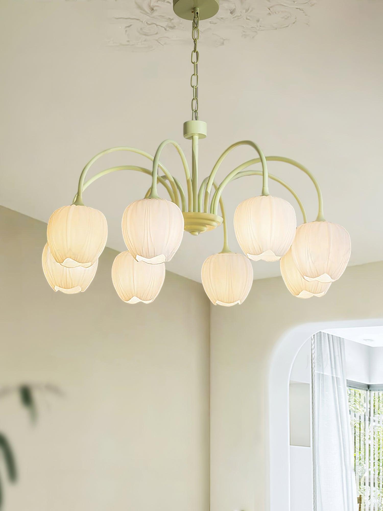 Lustra Chandelier Tulip Matcha Glass-Neutral Decor