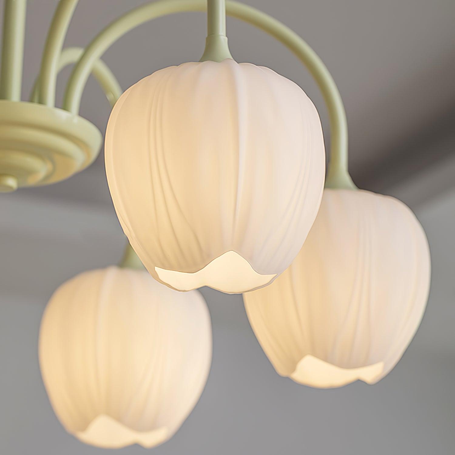Lustra Chandelier Tulip Matcha Glass-Neutral Decor
