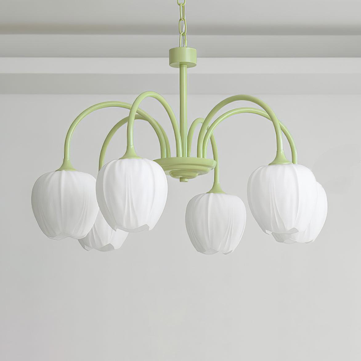 Lustra Chandelier Tulip Matcha Glass-Neutral Decor
