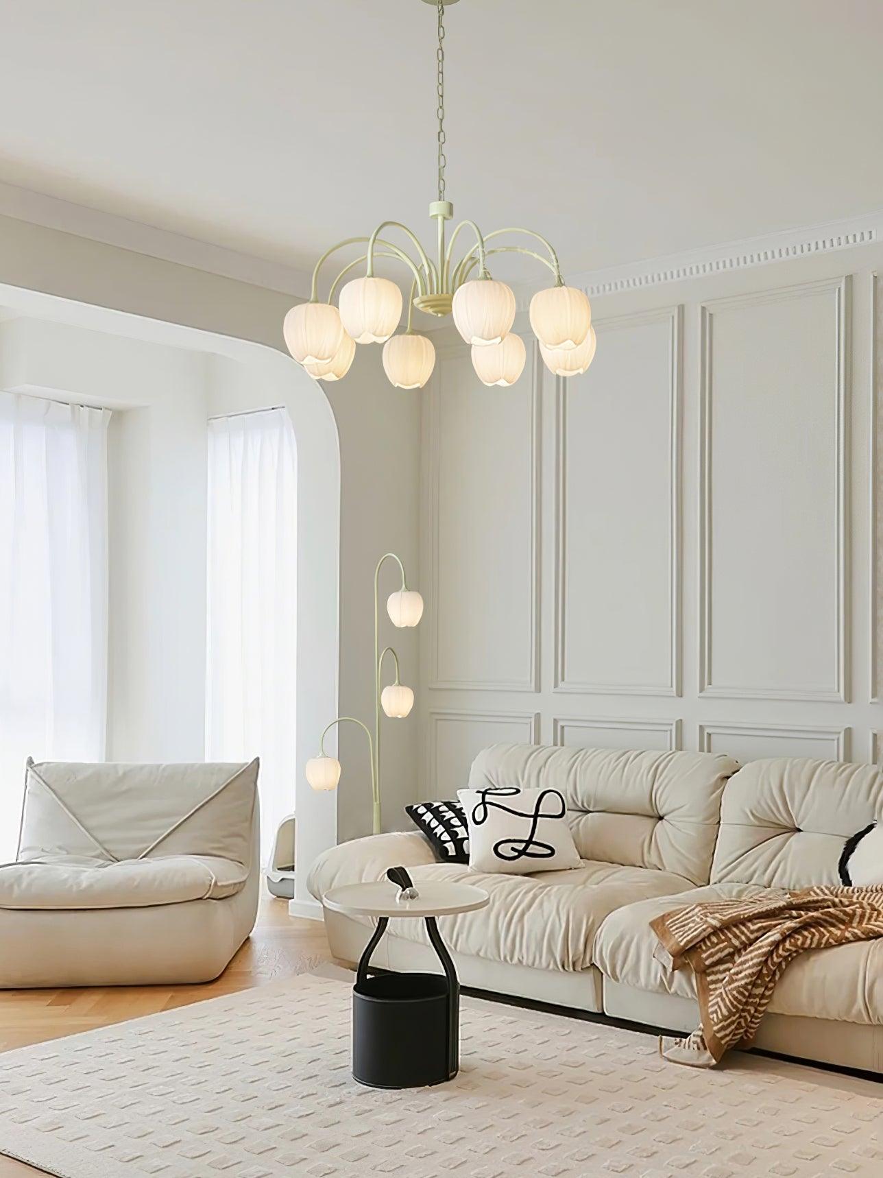 Lustra Chandelier Tulip Matcha Glass-Neutral Decor