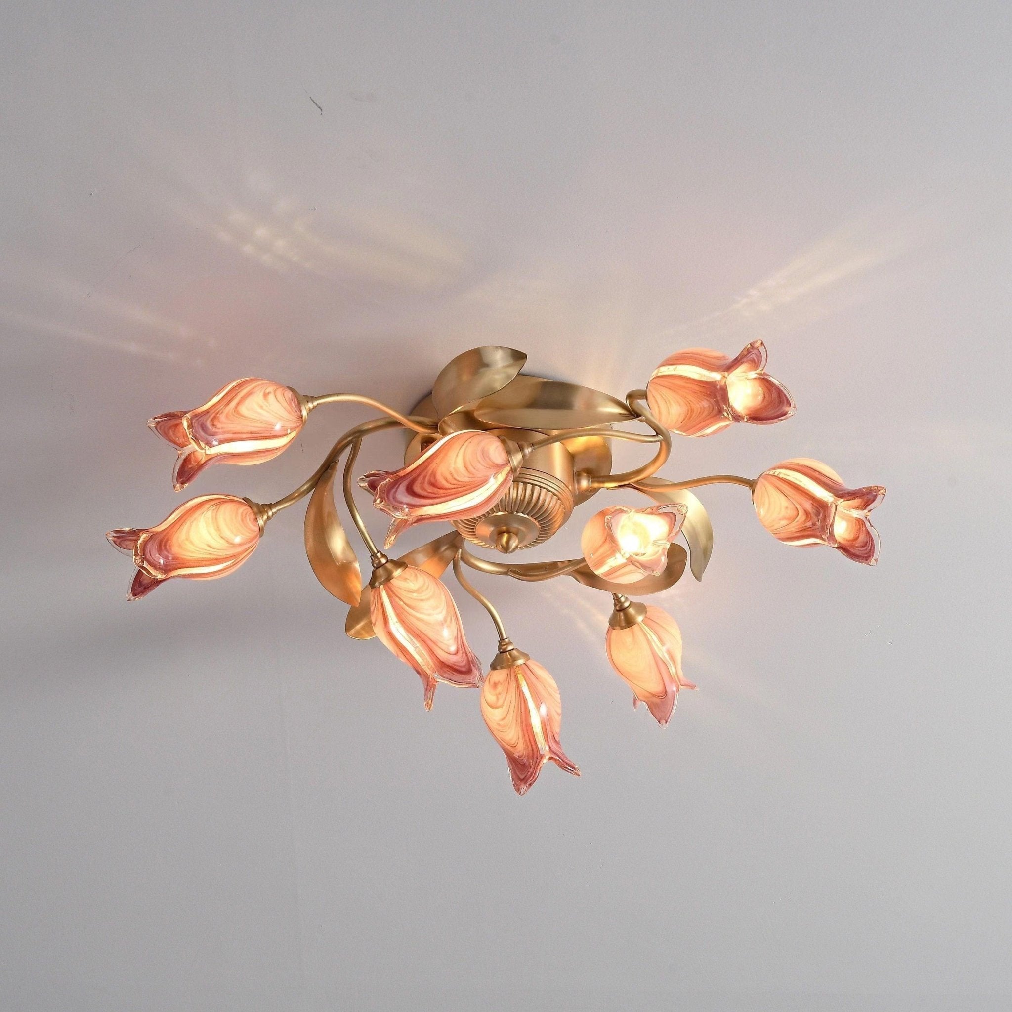 Vathaos Tulip Serenade Glass Ceiling Lamp-Neutral Decor
