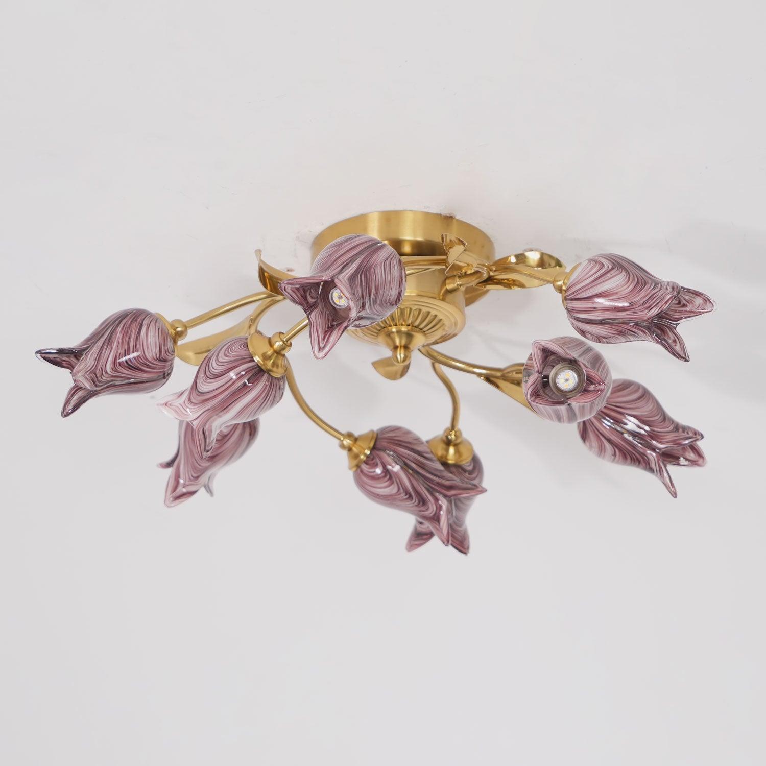 Vathaos Tulip Serenade Glass Ceiling Lamp-Neutral Decor