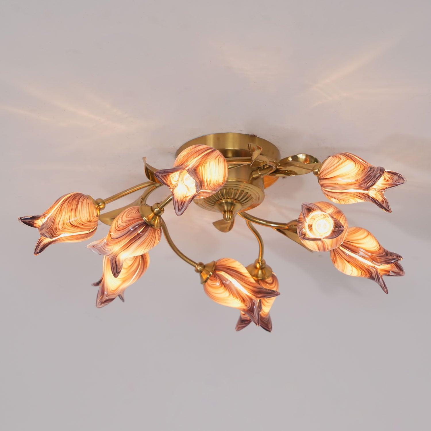 Vathaos Tulip Serenade Glass Ceiling Lamp-Neutral Decor