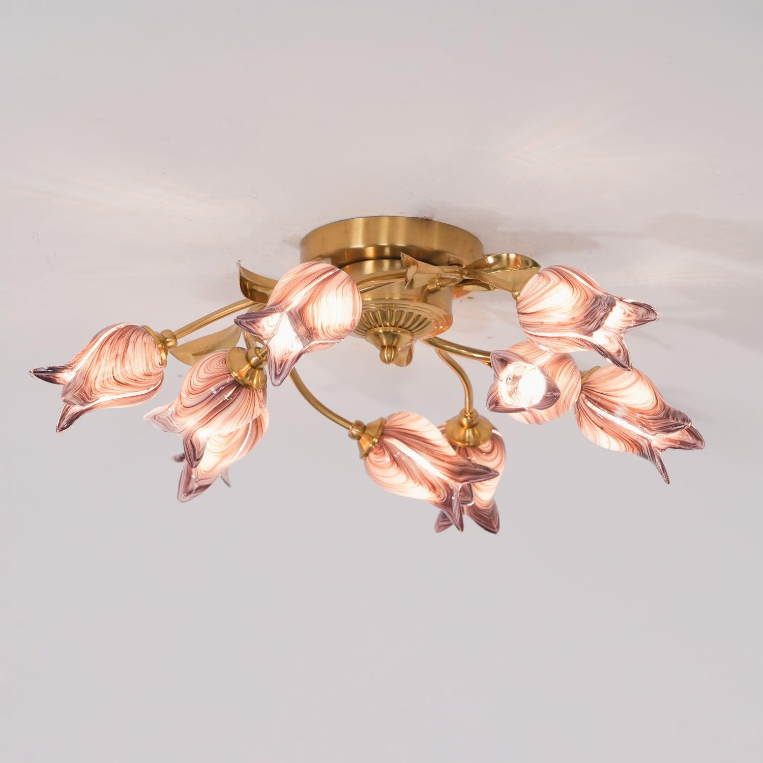 Vathaos Tulip Serenade Glass Ceiling Lamp-Neutral Decor