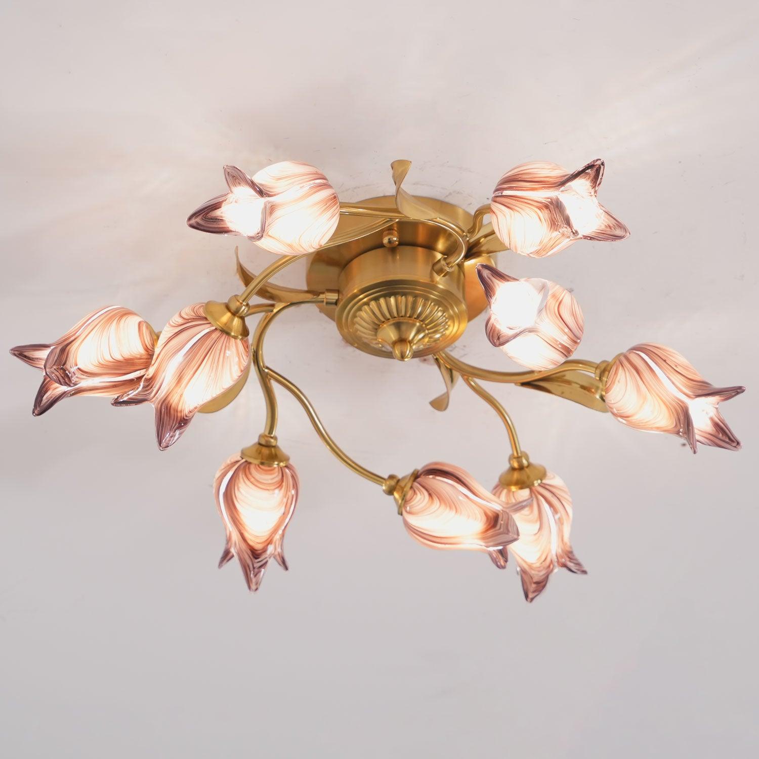 Vathaos Tulip Serenade Glass Ceiling Lamp-Neutral Decor