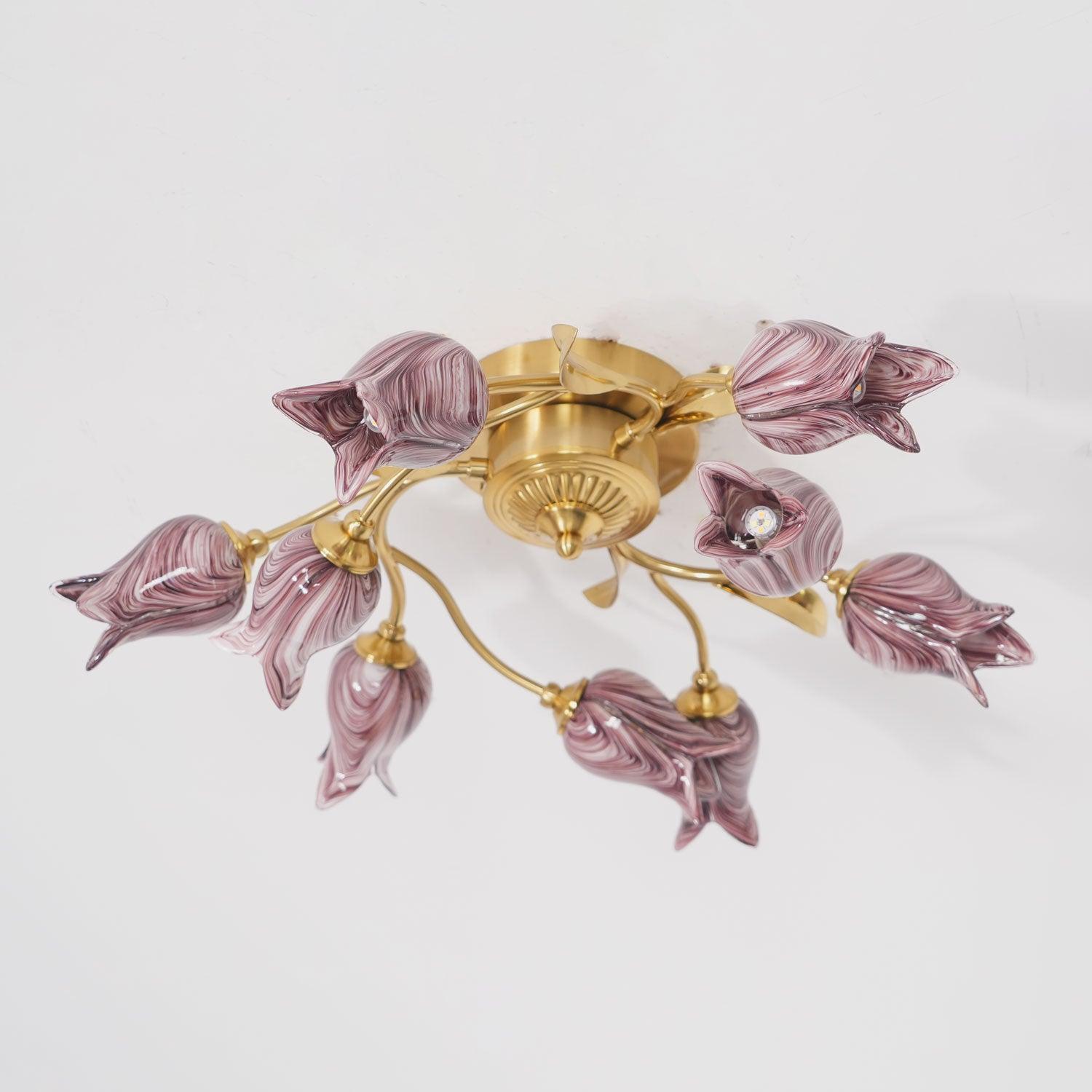 Vathaos Tulip Serenade Glass Ceiling Lamp-Neutral Decor