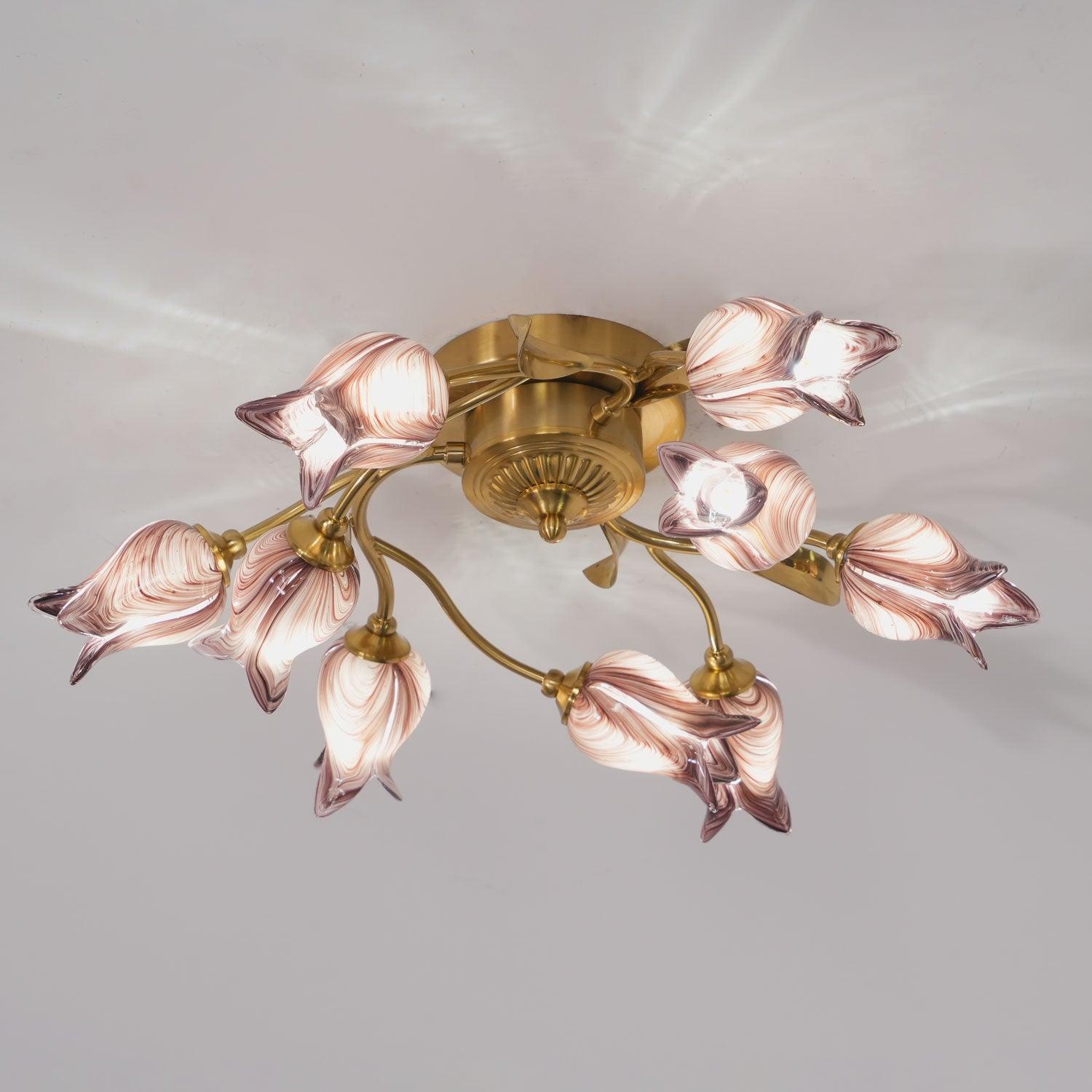 Vathaos Tulip Serenade Glass Ceiling Lamp-Neutral Decor