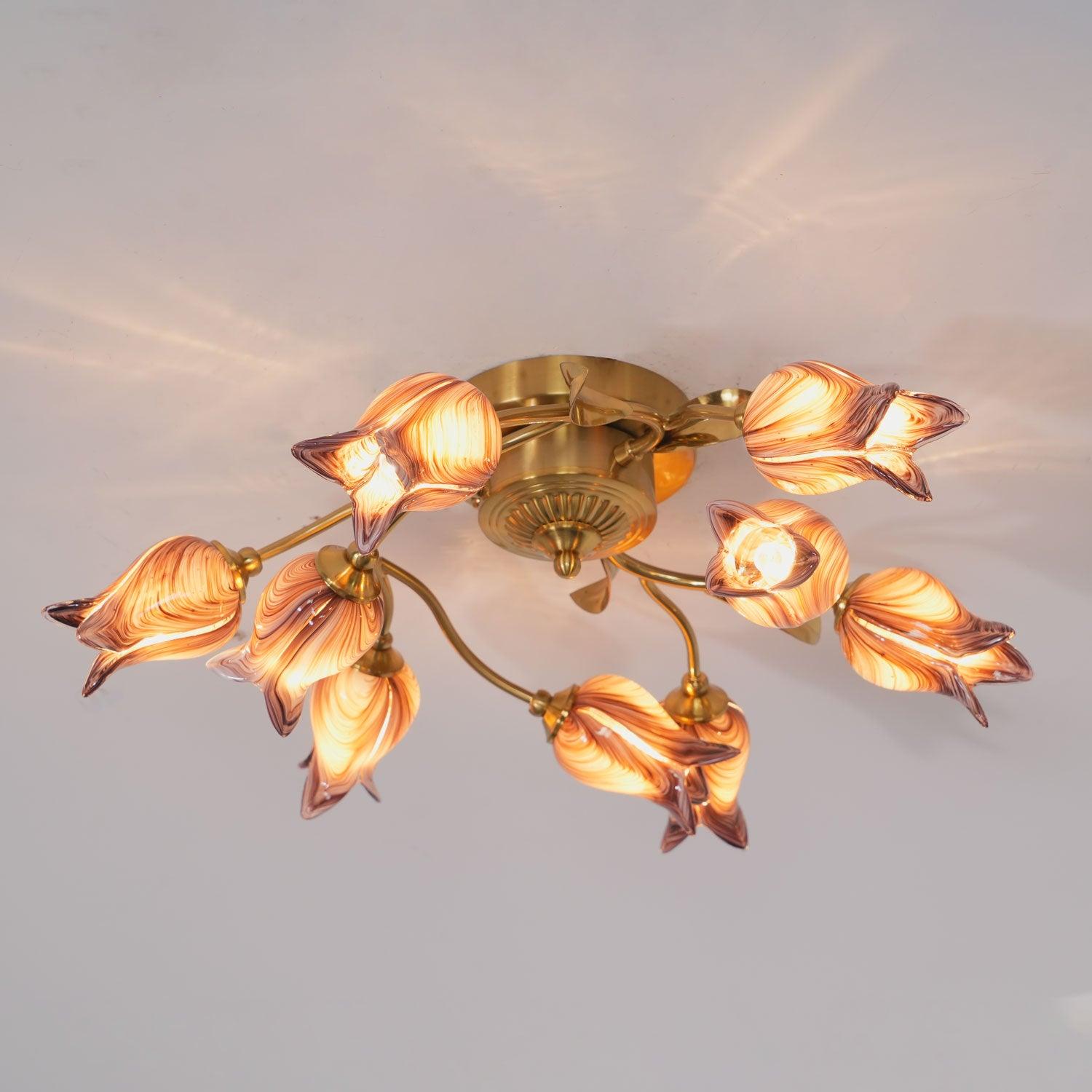 Vathaos Tulip Serenade Glass Ceiling Lamp-Neutral Decor