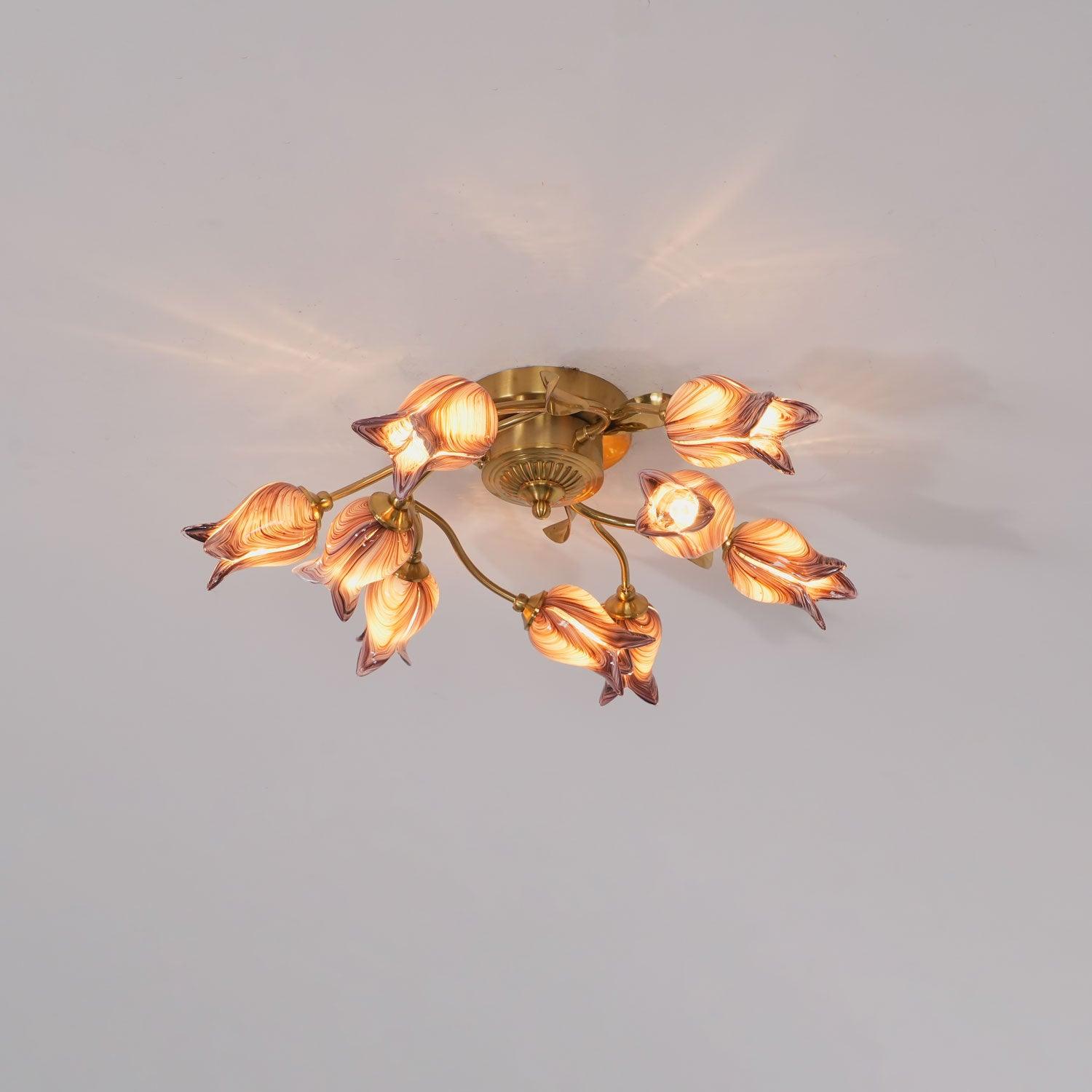 Vathaos Tulip Serenade Glass Ceiling Lamp-Neutral Decor