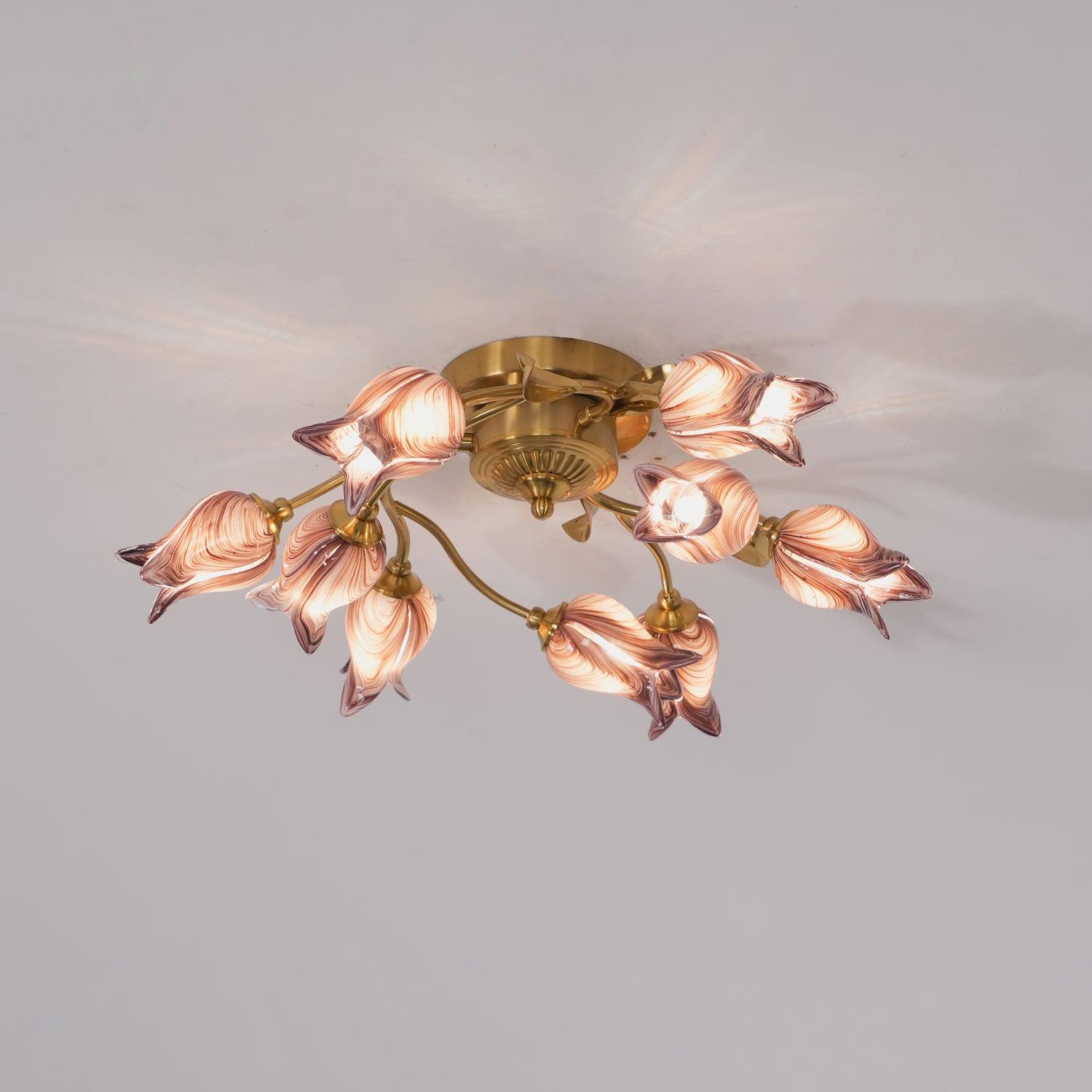 Vathaos Tulip Serenade Glass Ceiling Lamp-Neutral Decor