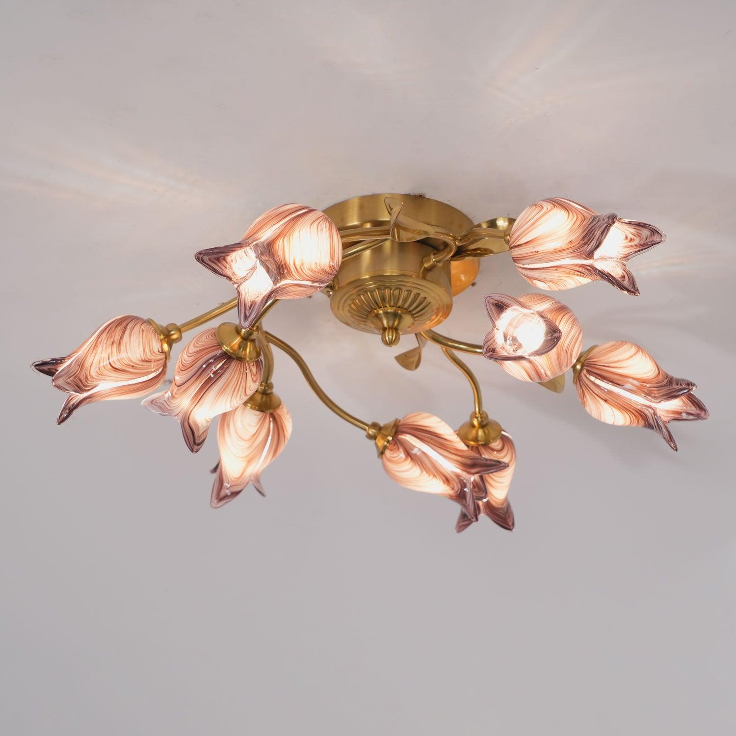 Vathaos Tulip Serenade Glass Ceiling Lamp-Neutral Decor