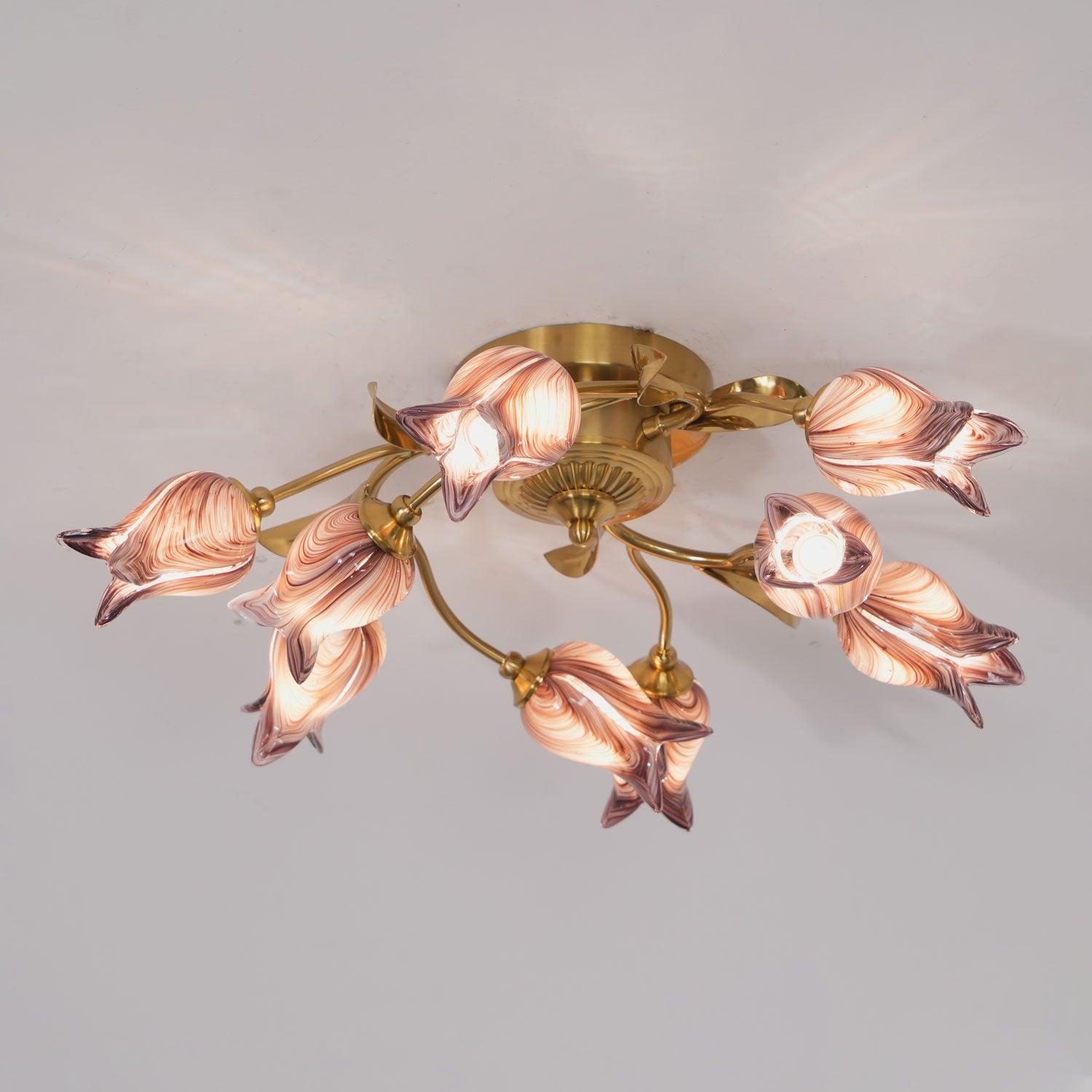 Vathaos Tulip Serenade Glass Ceiling Lamp-Neutral Decor